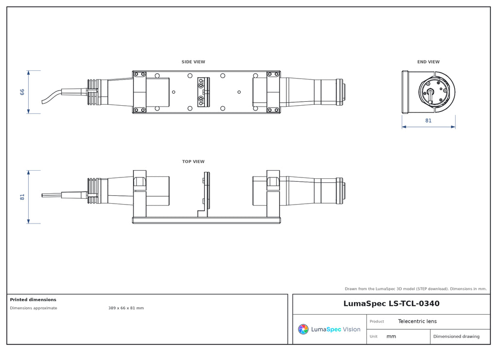 LS-TCL-0340 dimensions (mm)