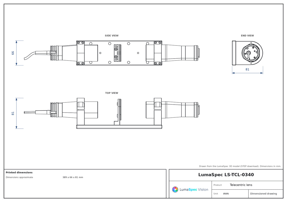 LS-TCL-0340 dimensions (mm)