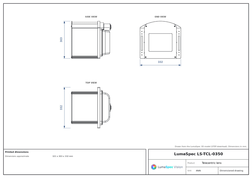 LS-TCL-0350 dimensions (mm)