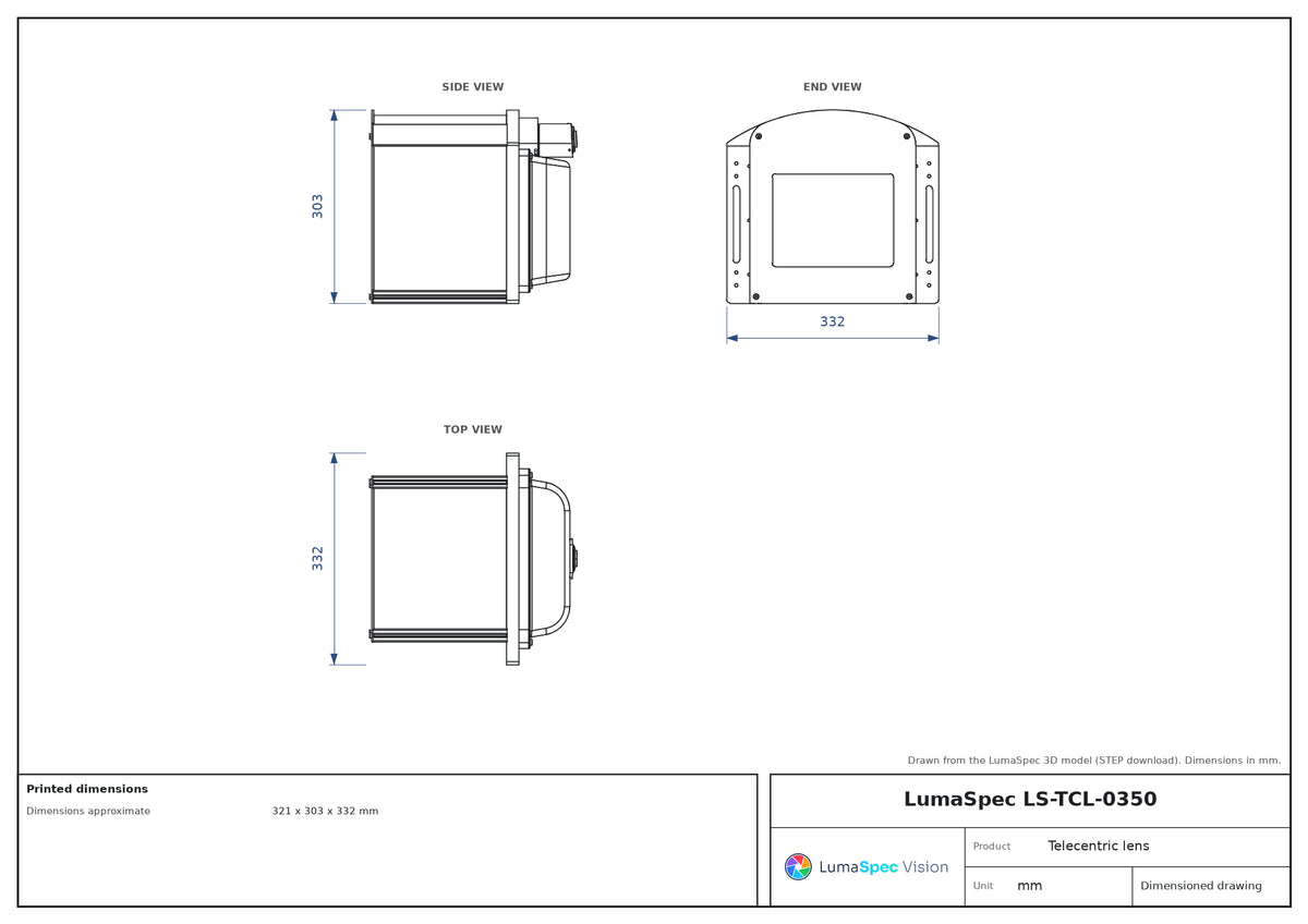 LS-TCL-0350 dimensions (mm)