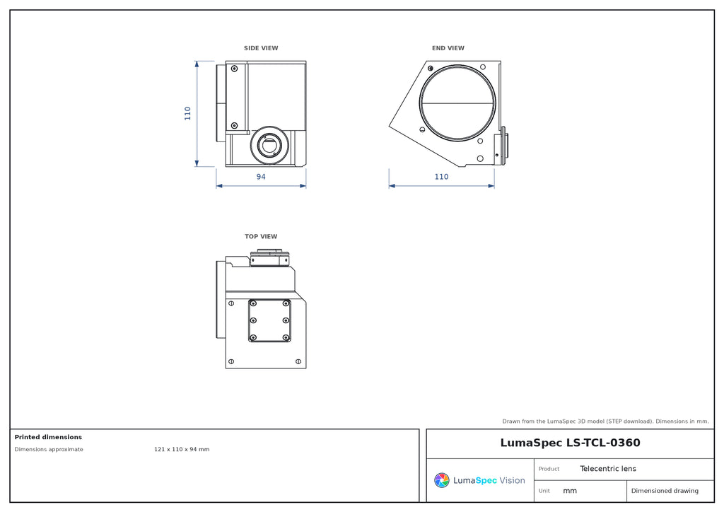 LS-TCL-0360 dimensions (mm)