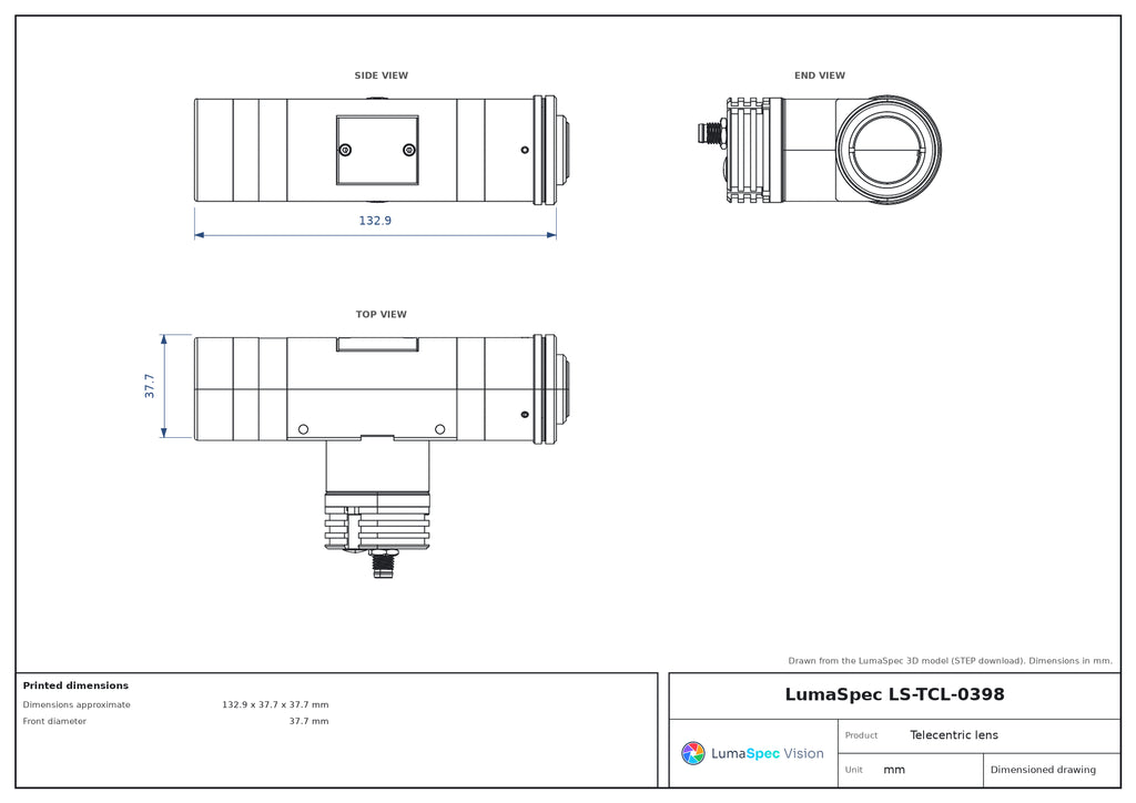 LS-TCL-0398 dimensions (mm)