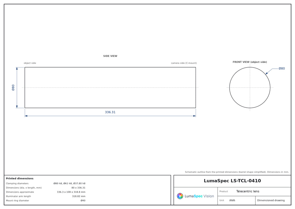 LS-TCL-0410 dimensions (mm)