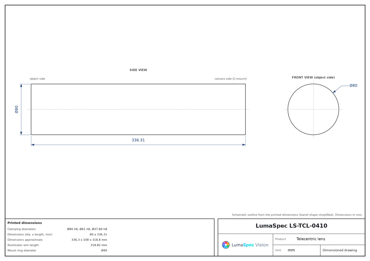 LS-TCL-0410 dimensions (mm)