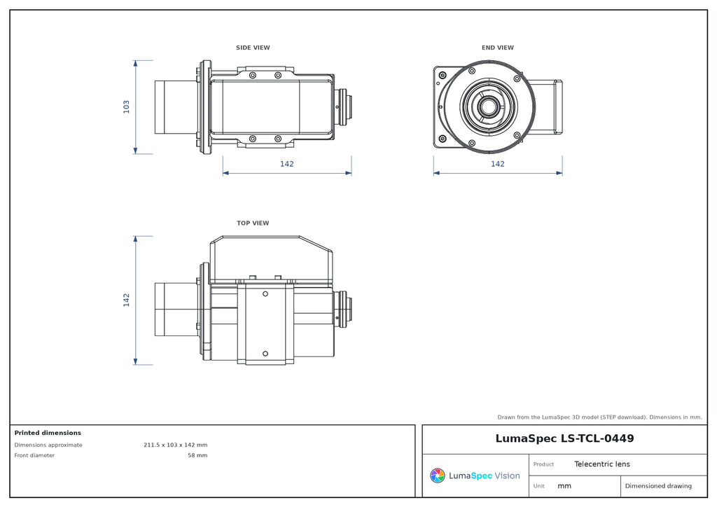 LS-TCL-0449 dimensions (mm)