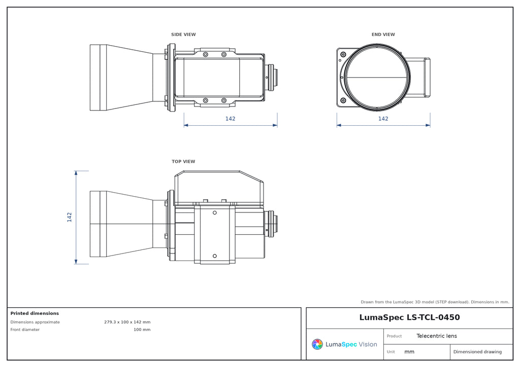 LS-TCL-0450 dimensions (mm)