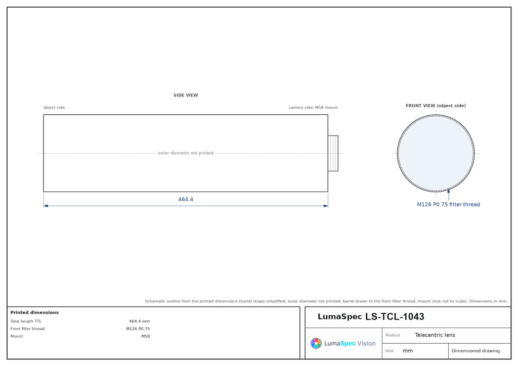 LS-TCL-1043 dimensions (mm)