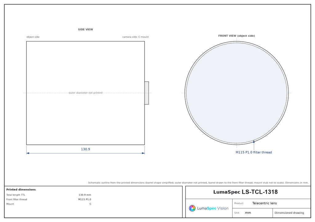 LS-TCL-1318 dimensions (mm)