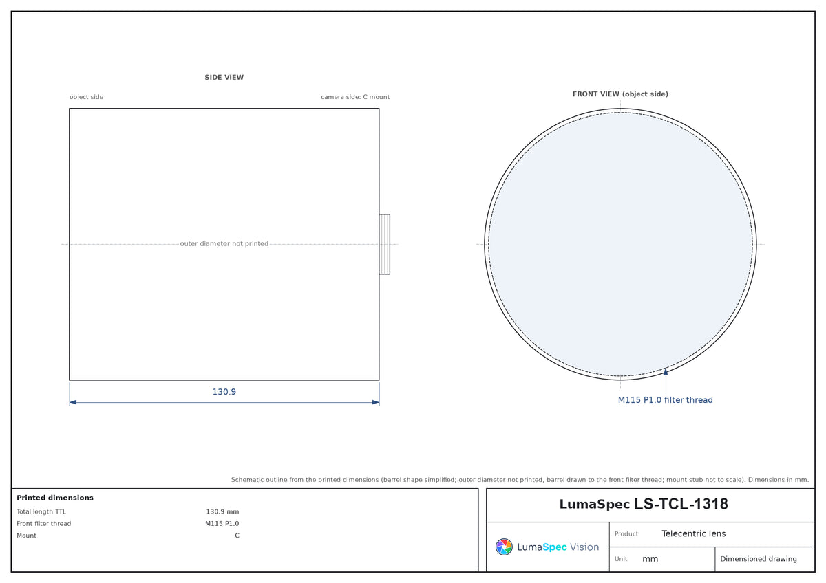 LS-TCL-1318 dimensions (mm)