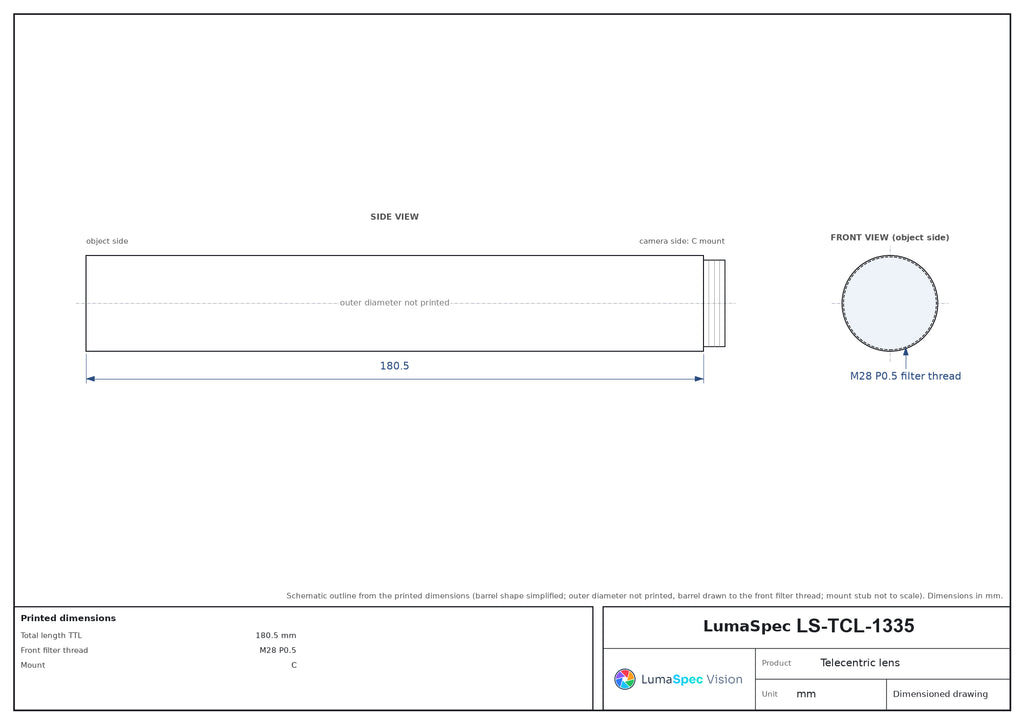 LS-TCL-1335 dimensions (mm)