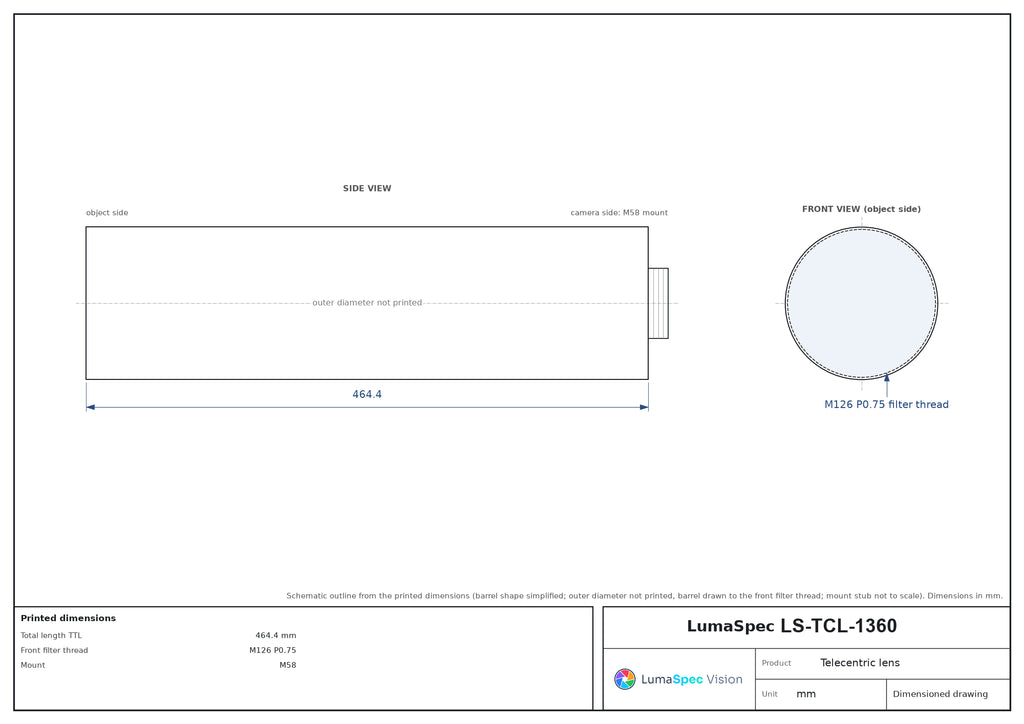 LS-TCL-1360 dimensions (mm)