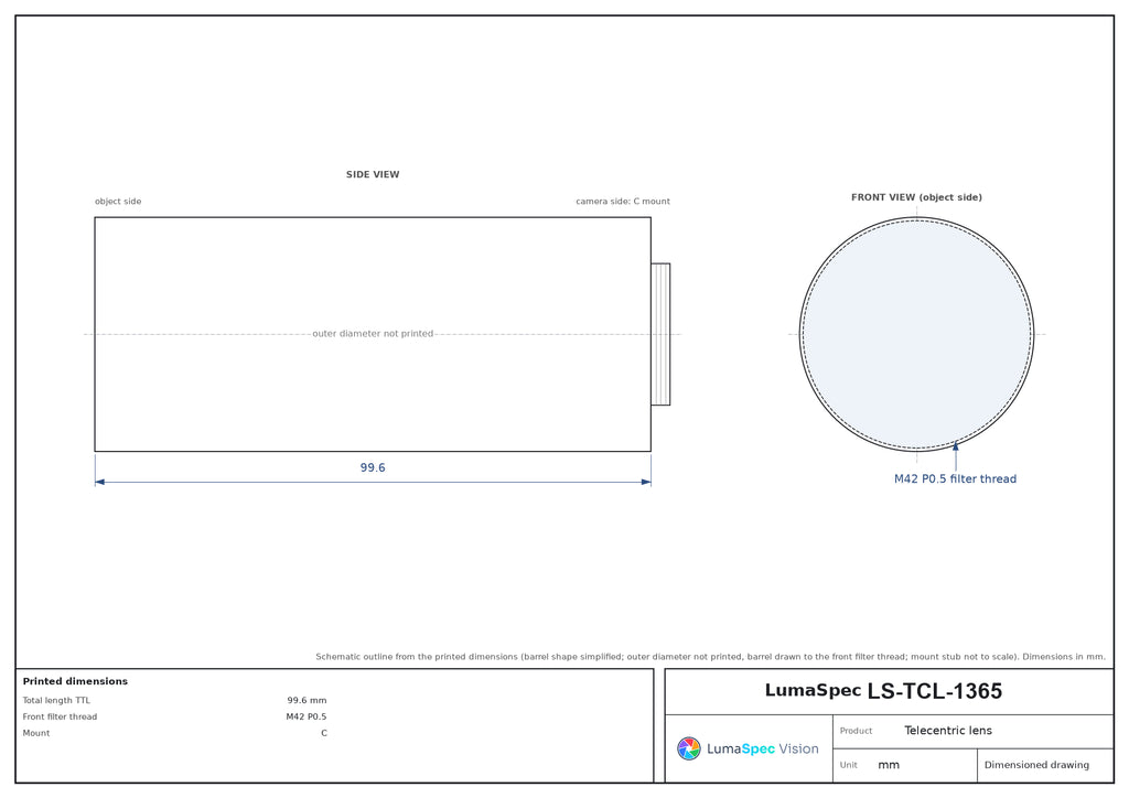 LS-TCL-1365 dimensions (mm)