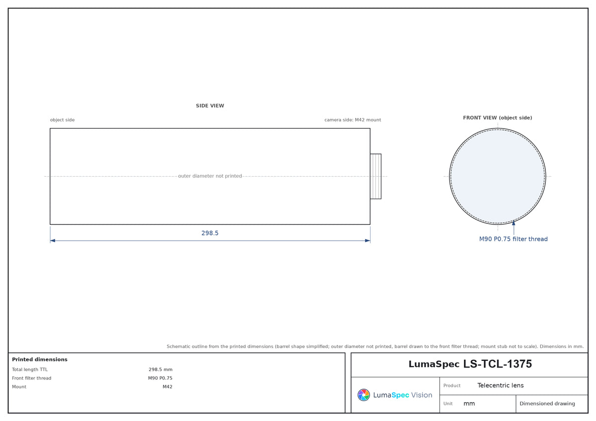 LS-TCL-1375 dimensions (mm)