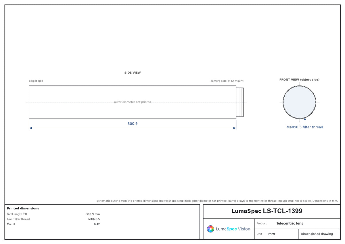 LS-TCL-1399 dimensions (mm)