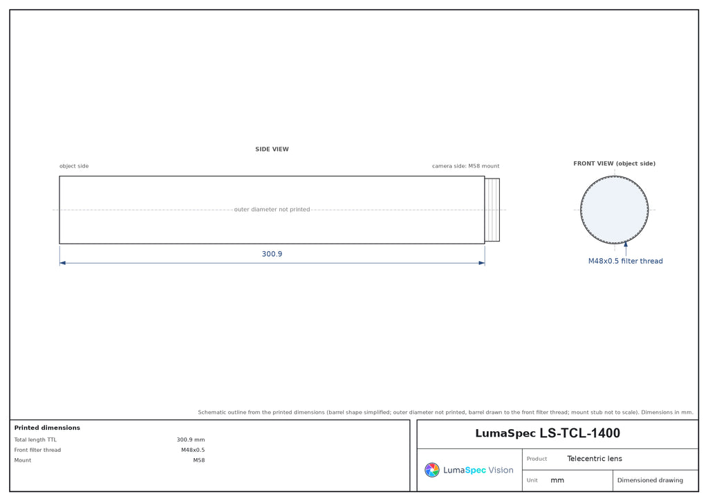LS-TCL-1400 dimensions (mm)