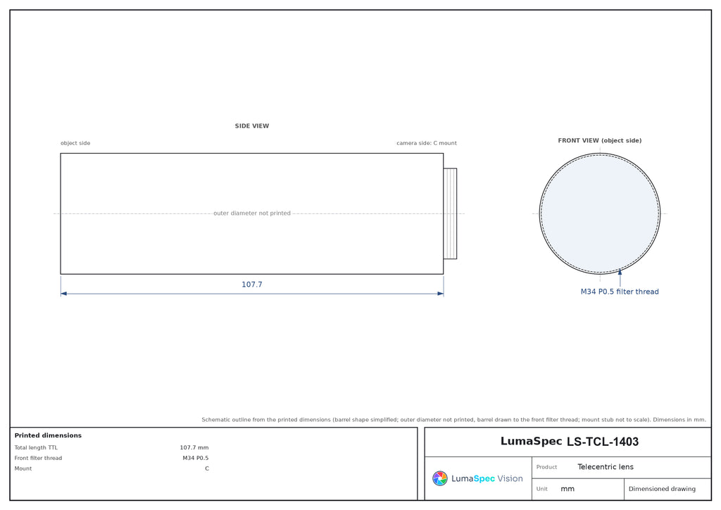 LS-TCL-1403 dimensions (mm)