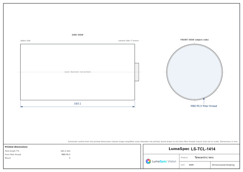 LS-TCL-1414 dimensions (mm)