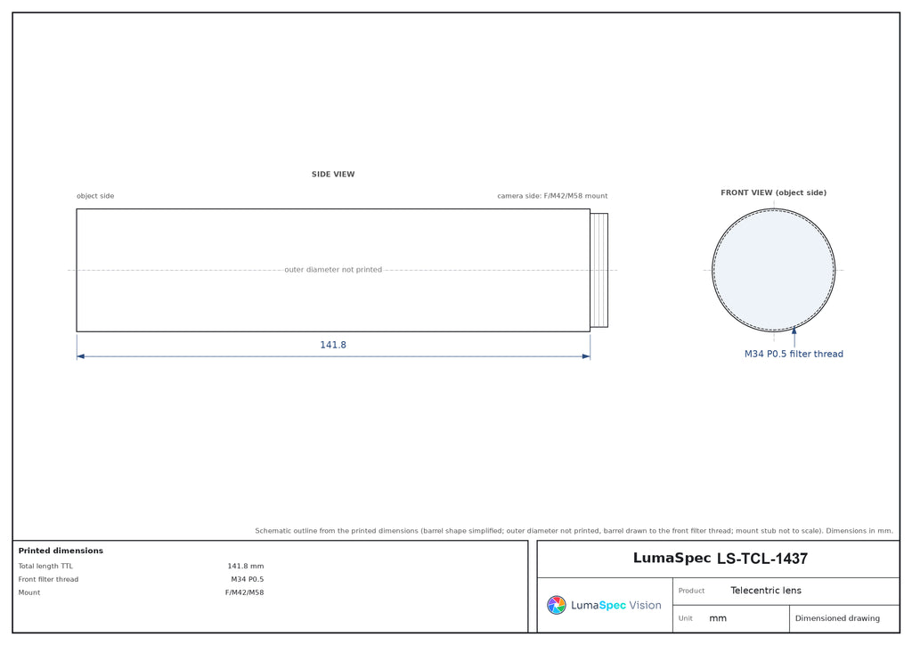LS-TCL-1437 dimensions (mm)