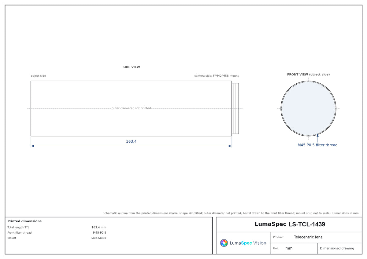 LS-TCL-1439 dimensions (mm)