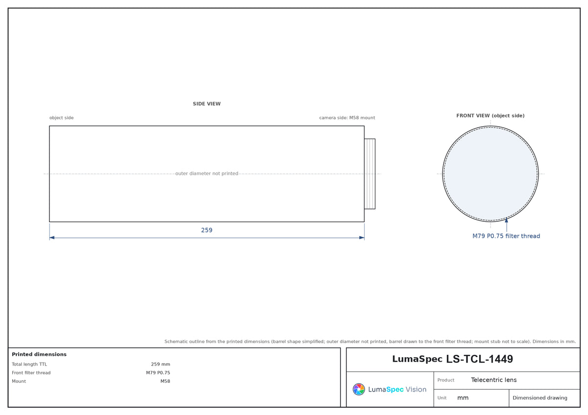 LS-TCL-1449 dimensions (mm)
