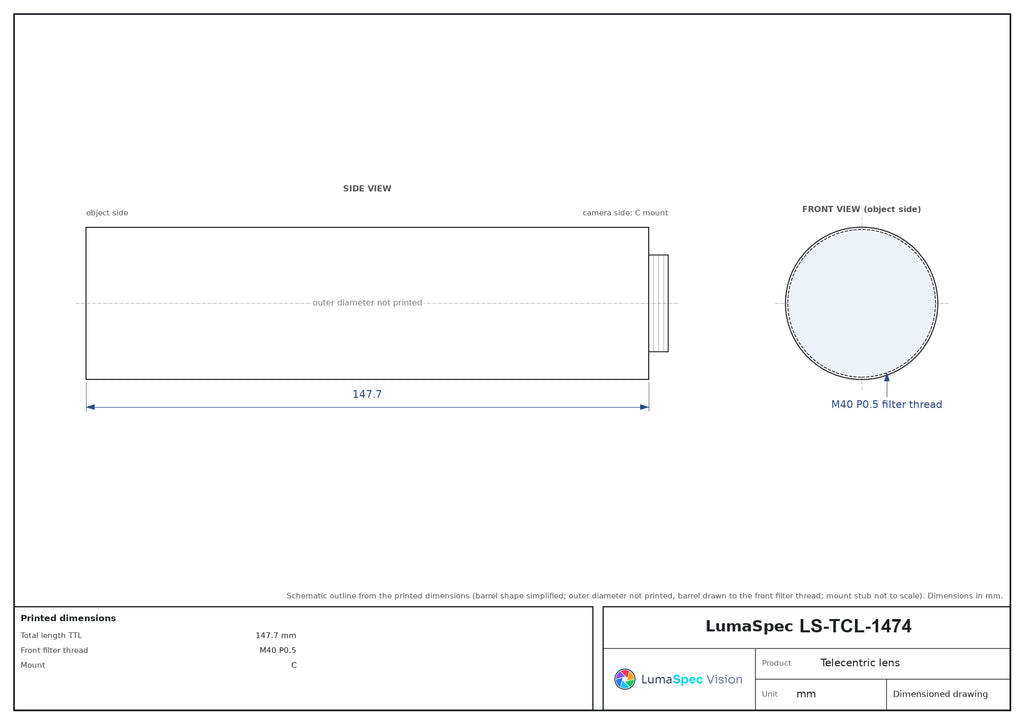 LS-TCL-1474 dimensions (mm)