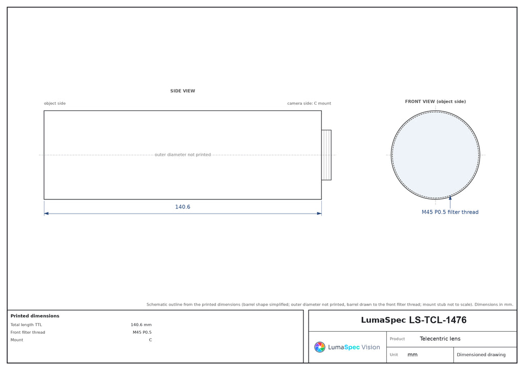 LS-TCL-1476 dimensions (mm)