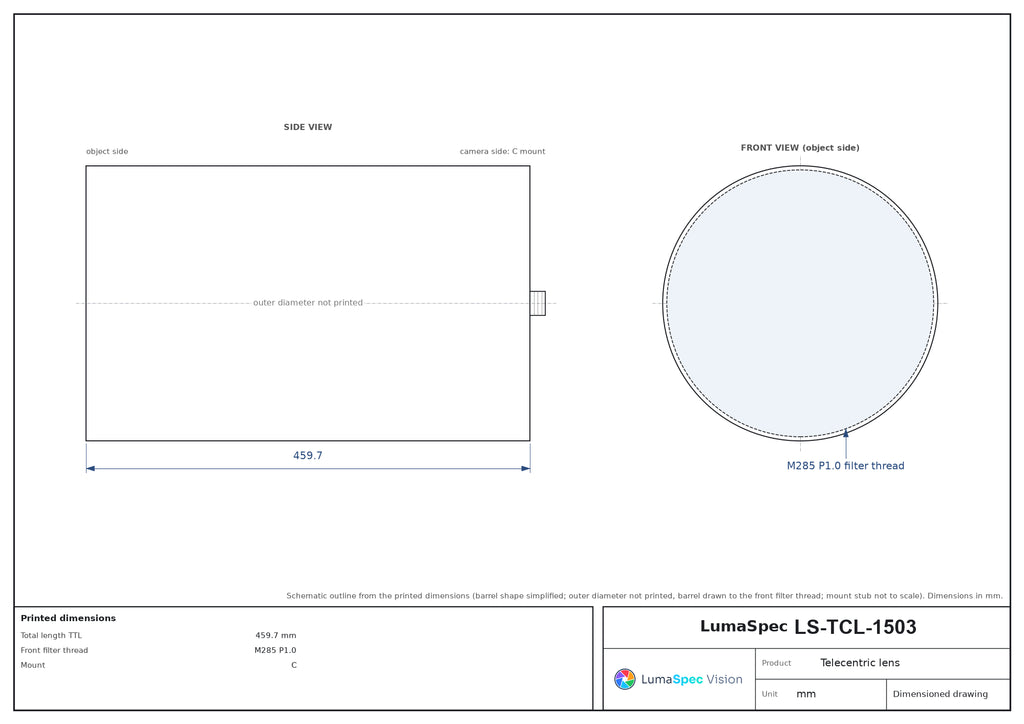 LS-TCL-1503 dimensions (mm)