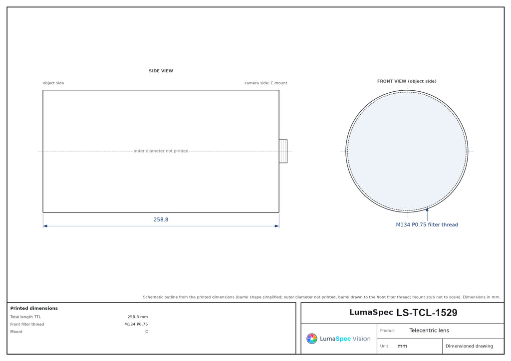LS-TCL-1529 dimensions (mm)