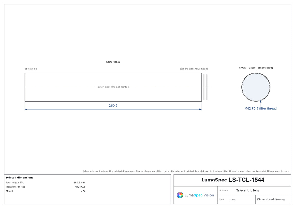 LS-TCL-1544 dimensions (mm)