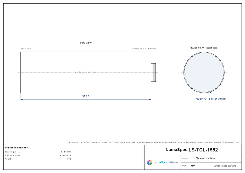 LS-TCL-1552 dimensions (mm)