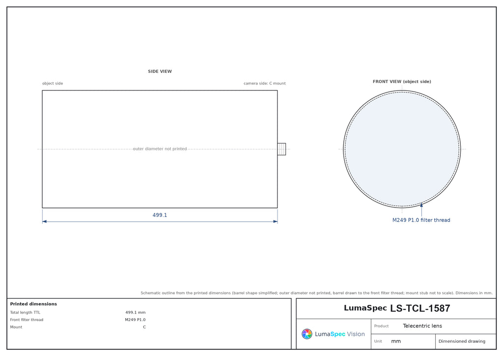 LS-TCL-1587 dimensions (mm)