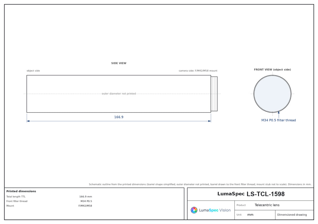 LS-TCL-1598 dimensions (mm)