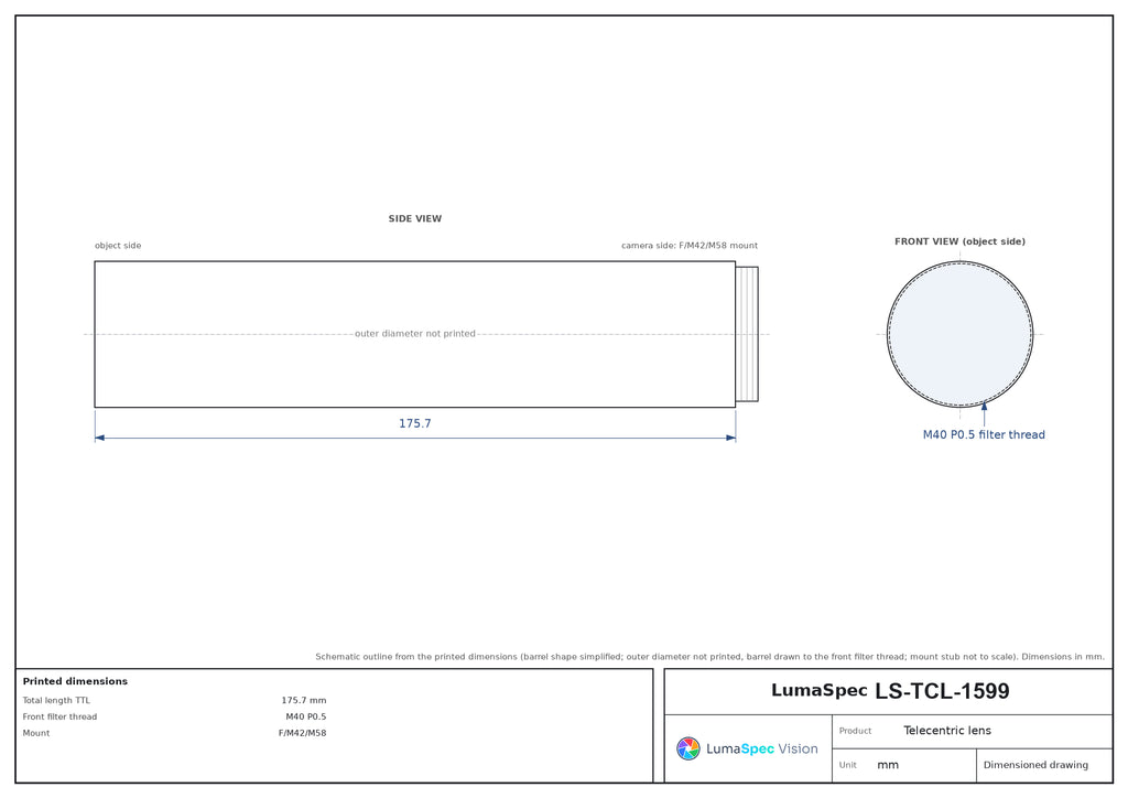 LS-TCL-1599 dimensions (mm)