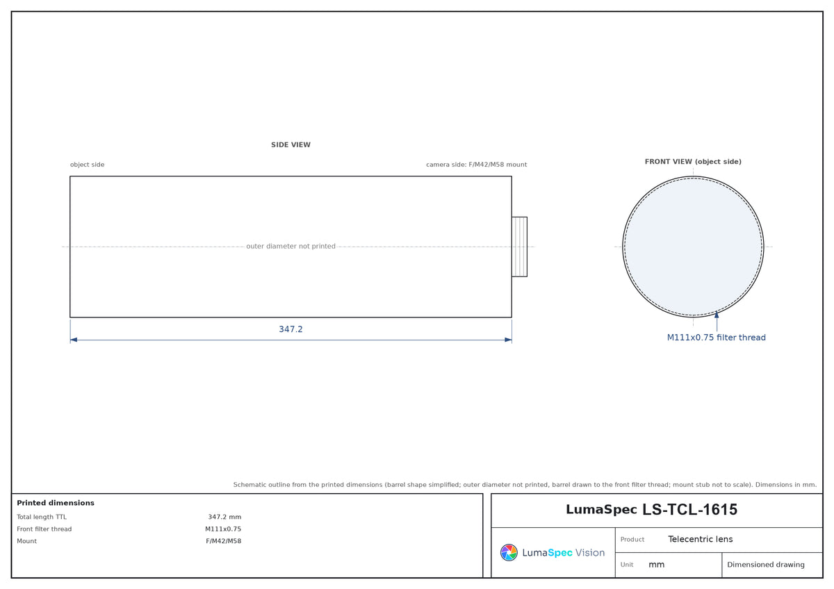 LS-TCL-1615 dimensions (mm)