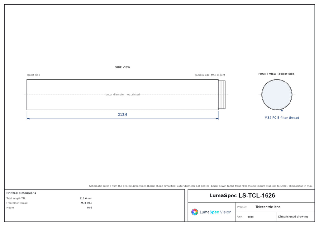 LS-TCL-1626 dimensions (mm)