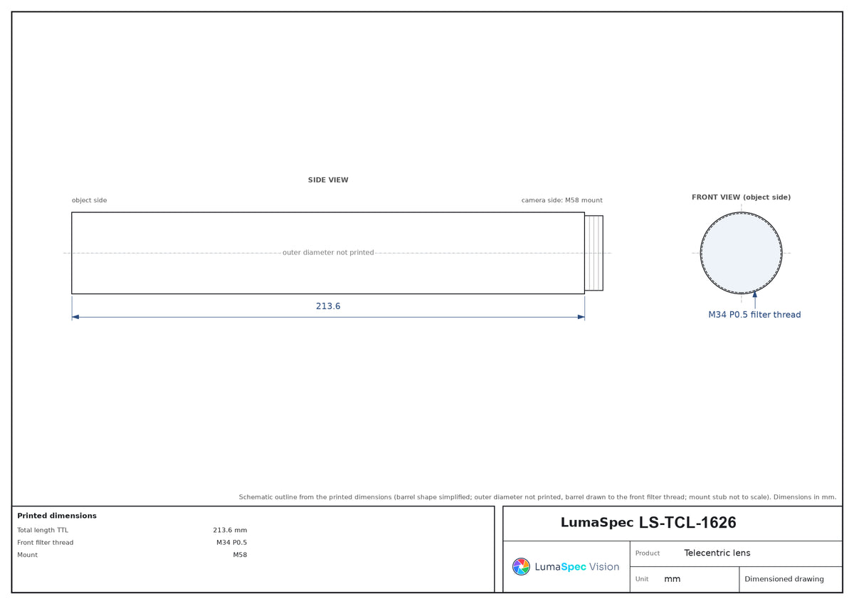 LS-TCL-1626 dimensions (mm)