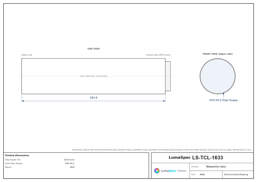 LS-TCL-1633 dimensions (mm)