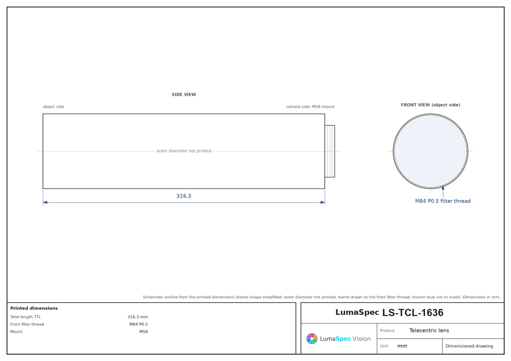 LS-TCL-1636 dimensions (mm)