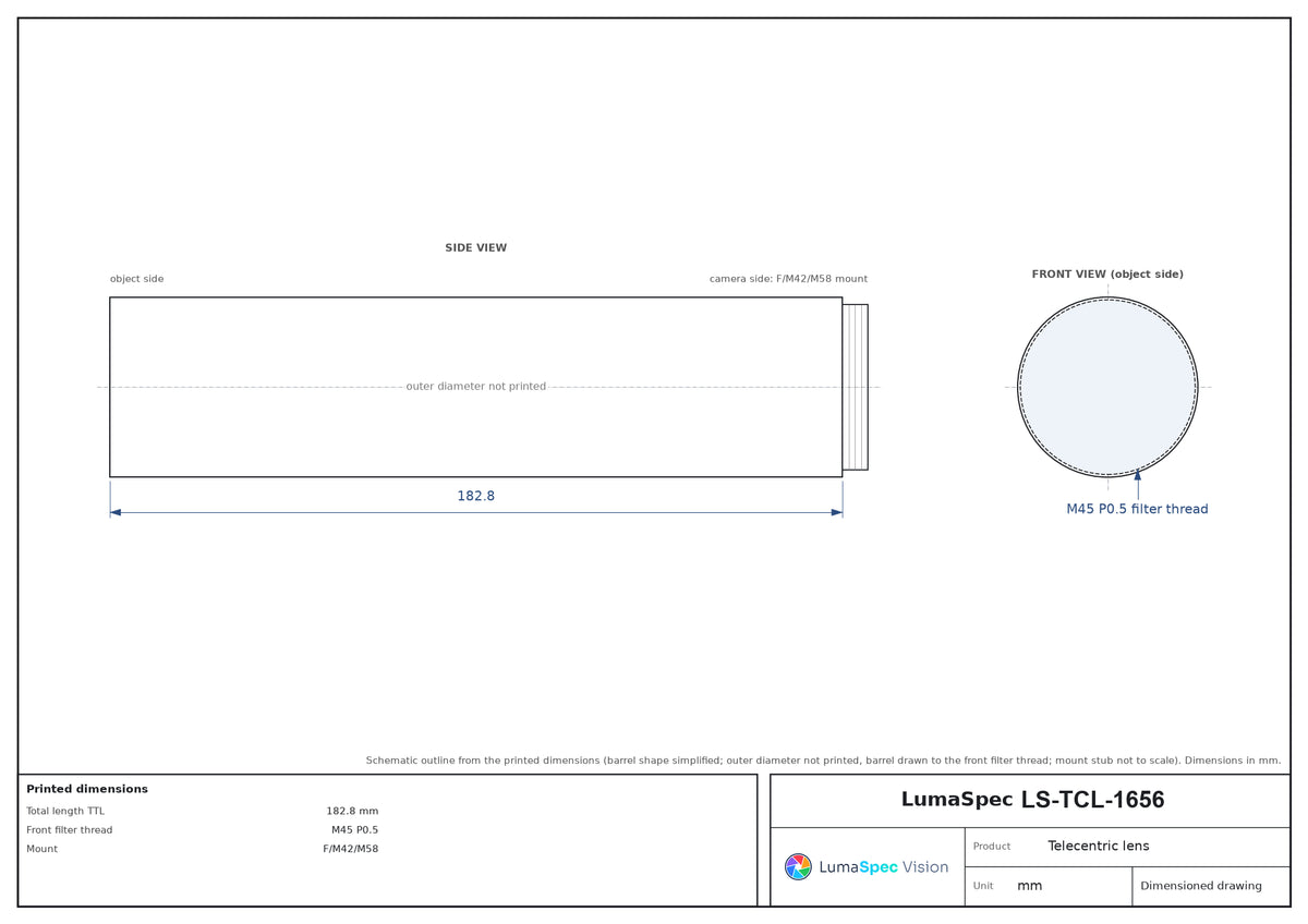 LS-TCL-1656 dimensions (mm)