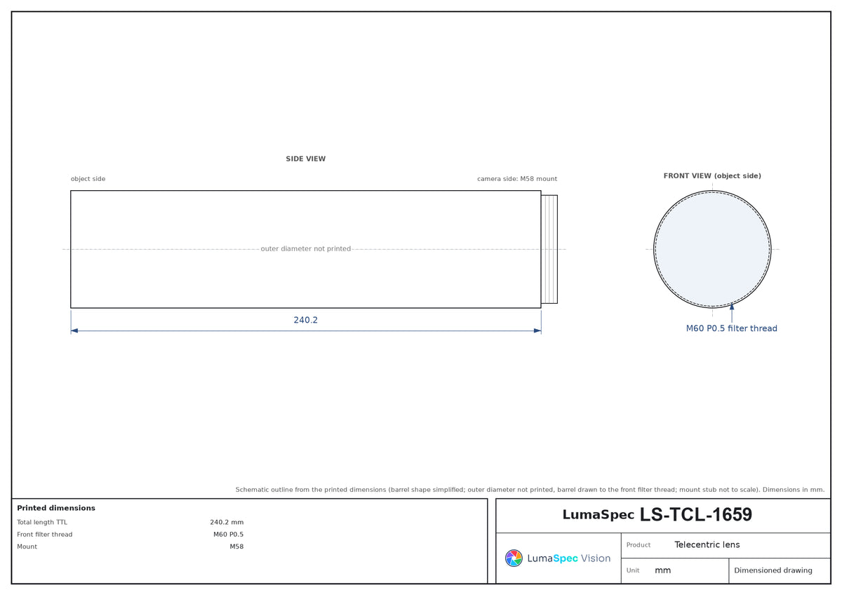 LS-TCL-1659 dimensions (mm)