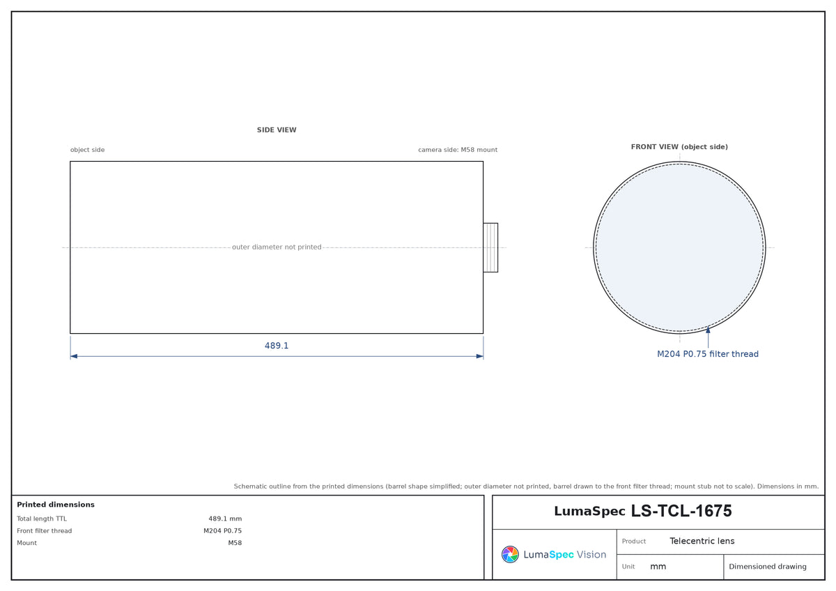 LS-TCL-1675 dimensions (mm)