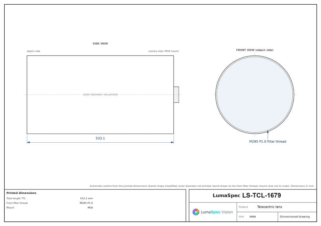 LS-TCL-1679 dimensions (mm)