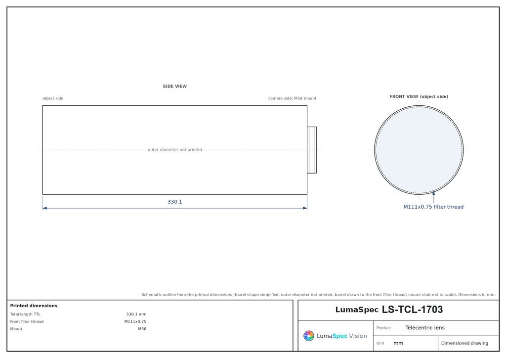 LS-TCL-1703 dimensions (mm)