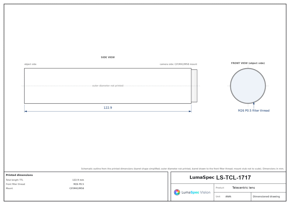 LS-TCL-1717 dimensions (mm)