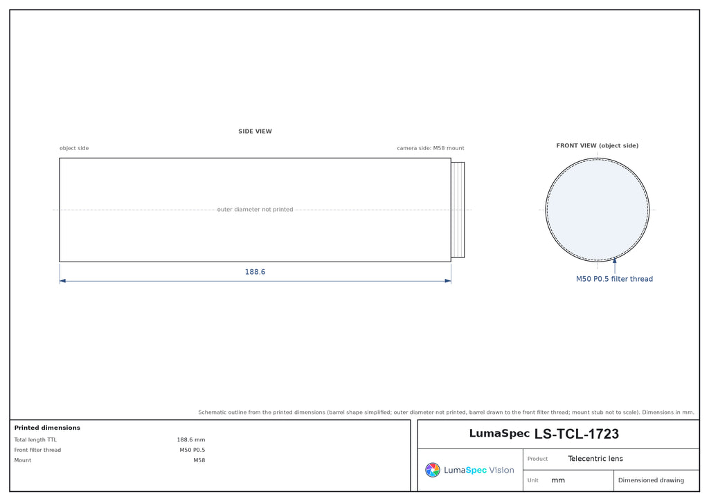 LS-TCL-1723 dimensions (mm)