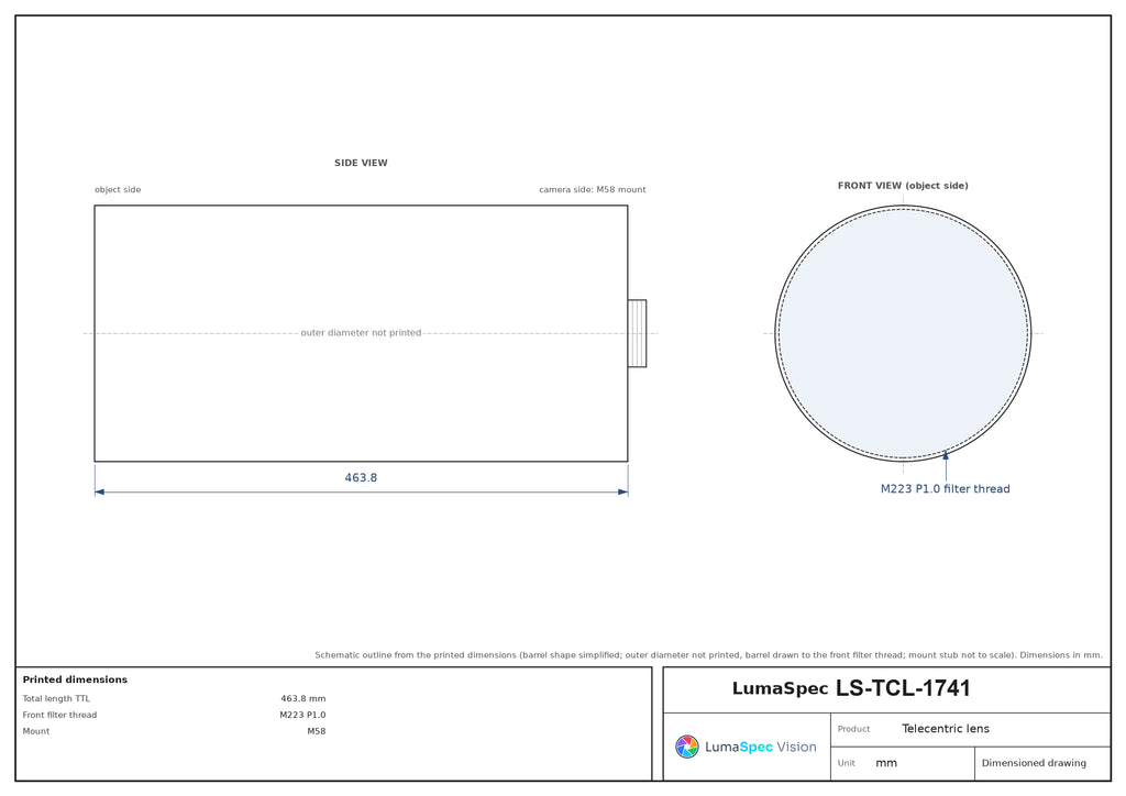 LS-TCL-1741 dimensions (mm)