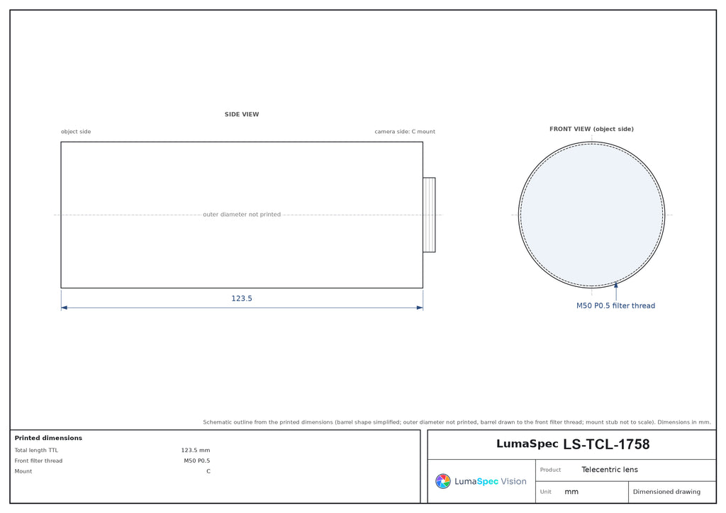 LS-TCL-1758 dimensions (mm)
