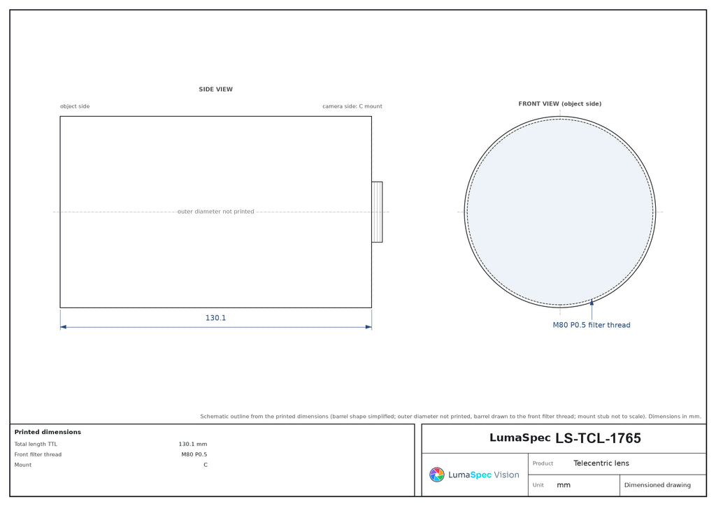 LS-TCL-1765 dimensions (mm)