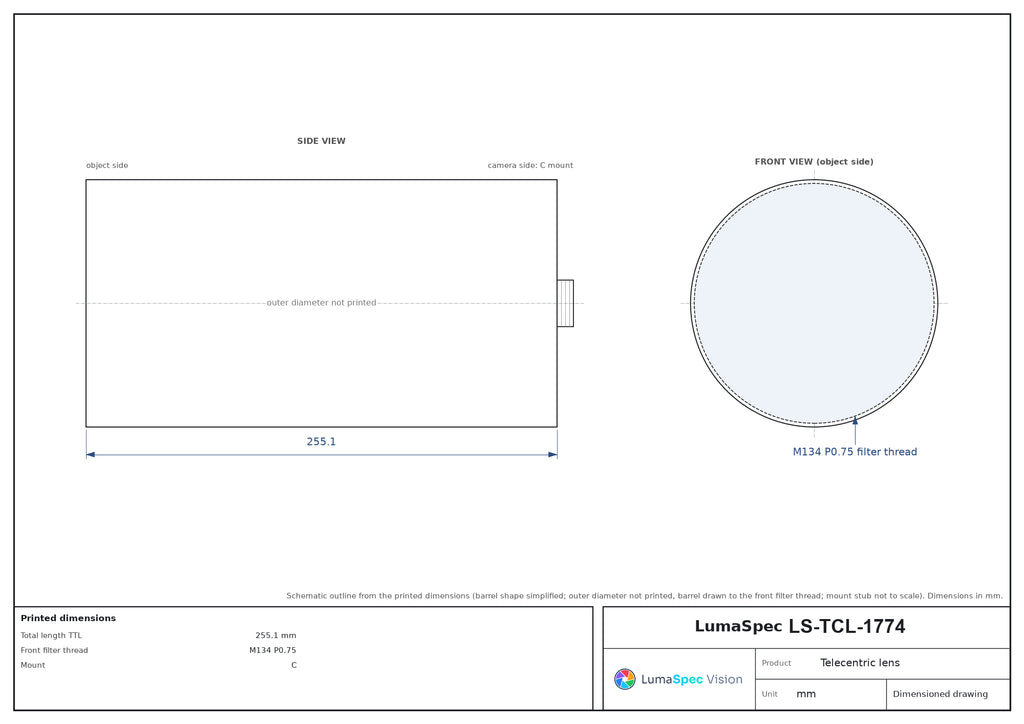 LS-TCL-1774 dimensions (mm)