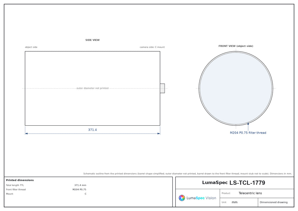 LS-TCL-1779 dimensions (mm)